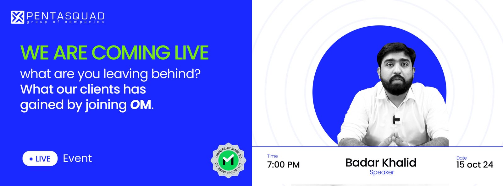 We are coming live @ 7:00 PM Today 15th, Oct 2024